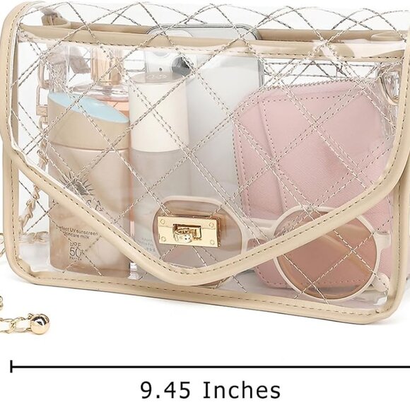 Clear Bag for Stadium Events Clear Purse for Women Quilted PVC Clear Crossbody B - Picture 6 of 6